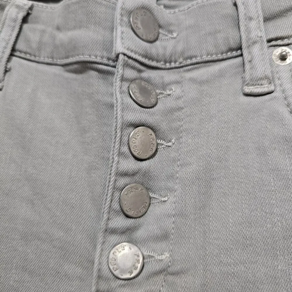 Free People We The Free High Rise Button Fly Skinny Jeans Gray 27 Raw Hem
